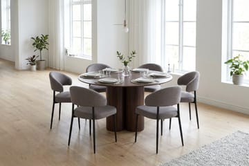 Juno Matgrupp runt 130 cm Valnöt med 6 Sawako Matstolar - Valnöt - Products - Möbler - Bord & matgrupp - Matgrupp