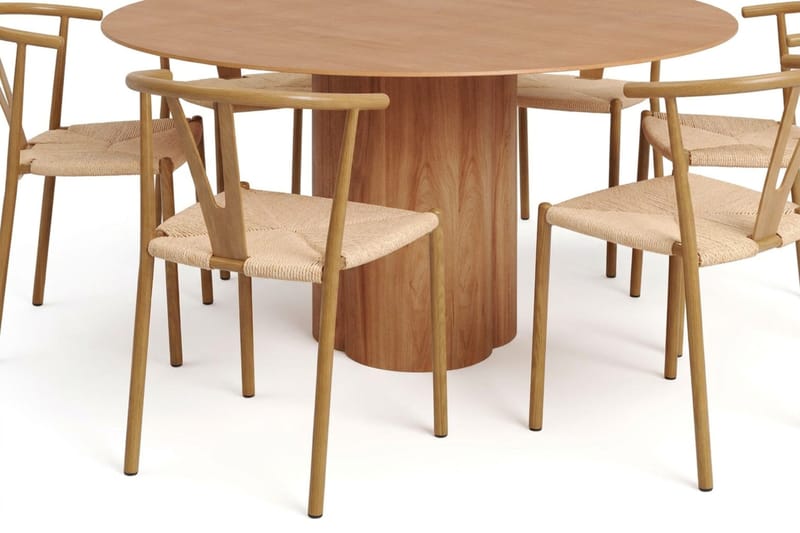 Juno Matgrupp runt 150 cm Ek med 6 Elysia Matstolar - Ek - Products - Möbler - Bord & matgrupp - Matgrupp