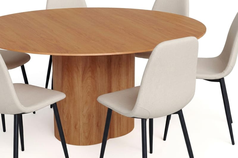 Juno Matgrupp runt 150 cm Ek med 6 Nibe Matstolar - Ek - Products - Möbler - Bord & matgrupp - Matgrupp
