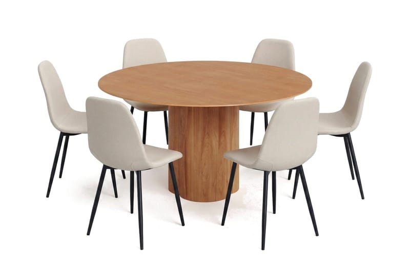 Juno Matgrupp runt 150 cm Ek med 6 Nibe Matstolar - Ek - Products - Möbler - Bord & matgrupp - Matgrupp