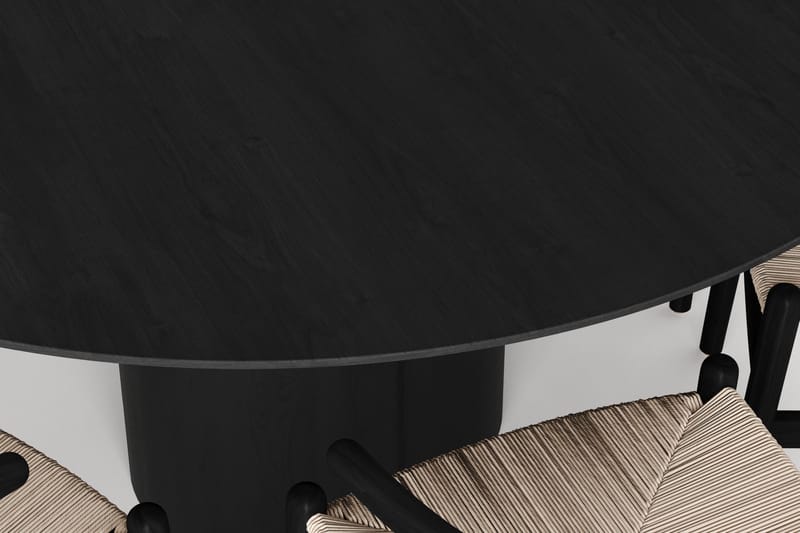 Juno Matgrupp runt 150 cm Svart med 6 Dastoori Matstolar - Svartlaserad ek - Products - Möbler - Bord & matgrupp - Matgrupp