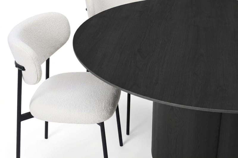 Juno Matgrupp runt 150 cm Svart med 6 Lucy Matstolar - Svart - Products - Möbler - Bord & matgrupp - Matgrupp