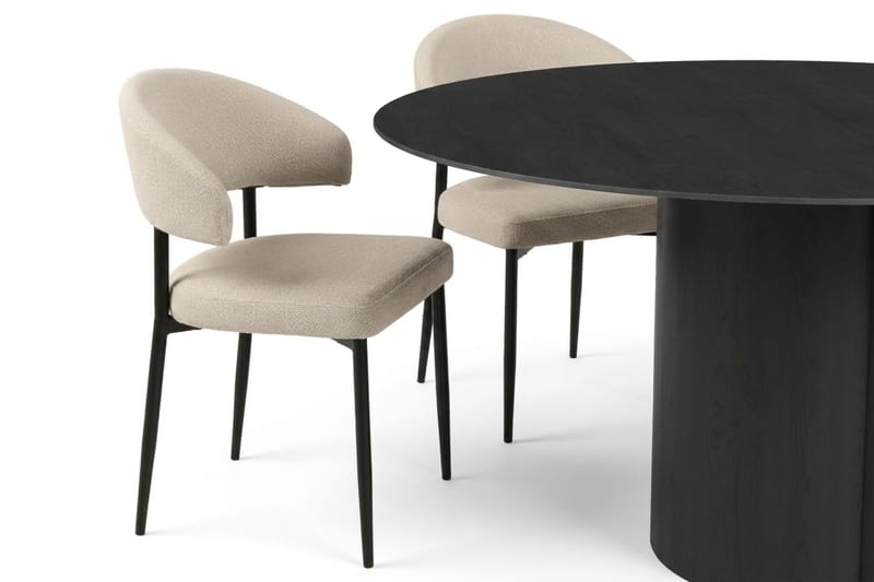 Juno Matgrupp runt 150 cm Svart med 6 Sawako Matstolar - Svart - Products - Möbler - Bord & matgrupp - Matgrupp