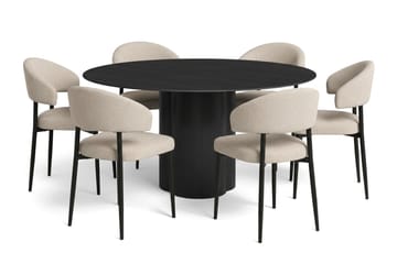 Beige/Svart - Vitlaserad ek