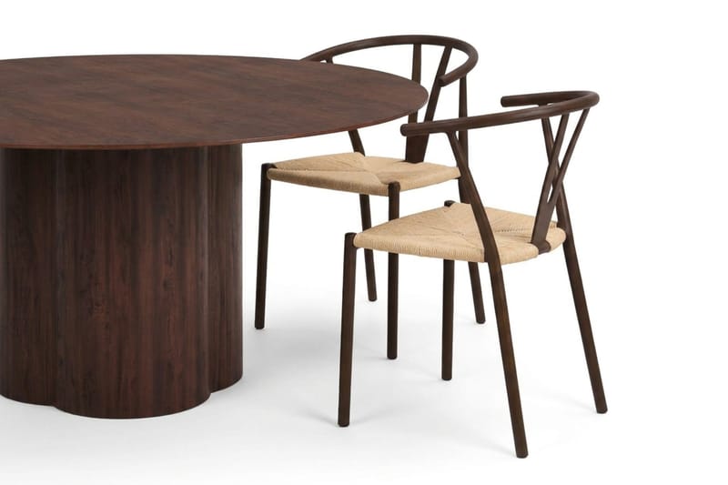 Juno Matgrupp runt 150 cm Valnöt med 6 Elysia Matstolar - Products - Möbler - Bord & matgrupp - Matgrupp