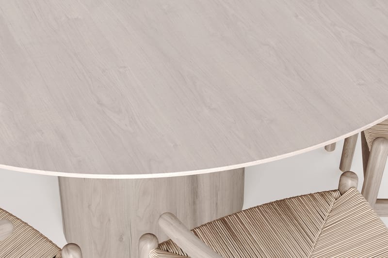 Juno Matgrupp runt 150 cm Vitlaserad med 6 Dastoori Matstolar - Vitlaserad - Products - Möbler - Bord & matgrupp - Matgrupp