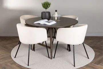 Kaseidon Matgrupp 100 cm Rund med 4 Berit stolar - Beige - Products - Möbler - Bord & matgrupp - Matgrupp