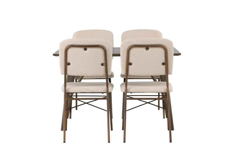 Kaseidon Matgrupp 120 cm Rektangulär med 4 Seda stolar, Beige