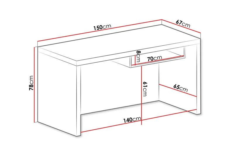 Benavila Skrivbord 150 cm - Vit - Products - Möbler - Bord & matgrupp - Kontorsbord - Datorbord