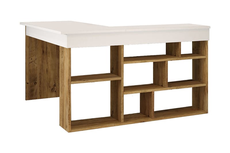 Dalran Skrivbord 129 cm - Natur/Vit - Products - Möbler - Bord & matgrupp - Kontorsbord - Datorbord