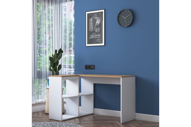 Freal Skrivbord 4 Hyllor 120 cm - Natur/Vit - Products - Möbler - Bord & matgrupp - Kontorsbord - Datorbord