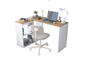Freal Skrivbord 4 Hyllor 120 cm - Natur/Vit - Products - Möbler - Bord & matgrupp - Kontorsbord - Datorbord