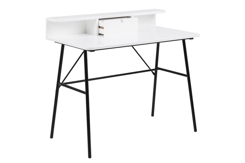 Lisemo Skrivbord 100 cm med Förvaring Låda + Hylla - Vit/Svart - Products - Möbler - Bord & matgrupp - Kontorsbord - Datorbord