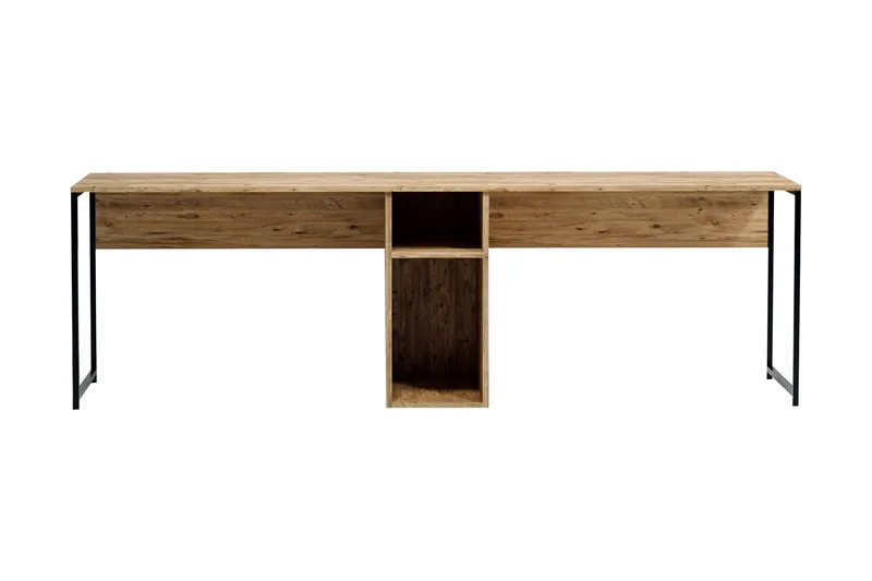 Pellafol Skrivbord 140 cm med Förvaring Hyllor, Natur/Svart