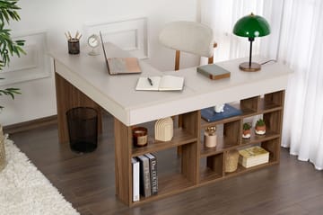 Regar Skrivbord 130x72x120 cm - Cashmere och Walnut - Products - Möbler - Bord & matgrupp - Kontorsbord - Skrivbord - Hörnskrivbord