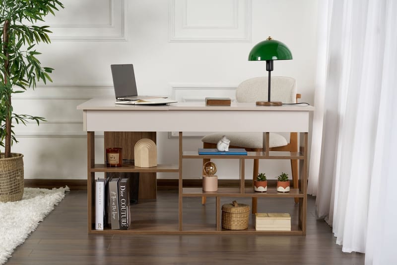 Regar Skrivbord 130x72x120 cm - Cashmere och Walnut - Products - Möbler - Bord & matgrupp - Kontorsbord - Skrivbord - Hörnskrivbord