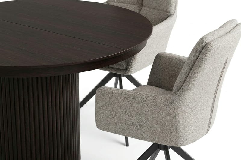 Kopparbo Förlängningsbart runt 120-220 cm Rökt Ek med 4 Torsby Matstolar - Rökt ek - Products - Möbler - Bord & matgrupp - Matgrupp