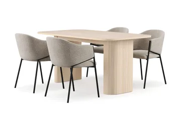 Kopparbo Matbord 160 cm med 4 Filip Matstolar - White / Taupe Bouclé - Products - Möbler - Bord & matgrupp - Matgrupp