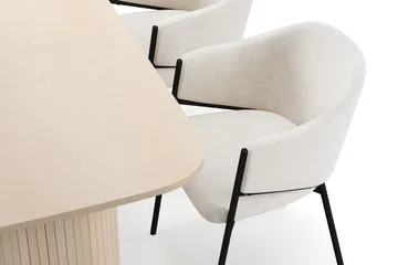Kopparbo Matbord 160 cm med 4 Filip Matstolar - White / Vit Bouclé - Products - Möbler - Bord & matgrupp - Matgrupp