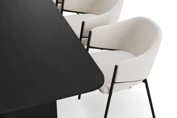 Kopparbo Matbord 180-240 cm Förlängningsbart med 6 Filip Matstolar - Svart / Vit Bouclé - Products - Möbler - Bord & matgrupp - Matgrupp