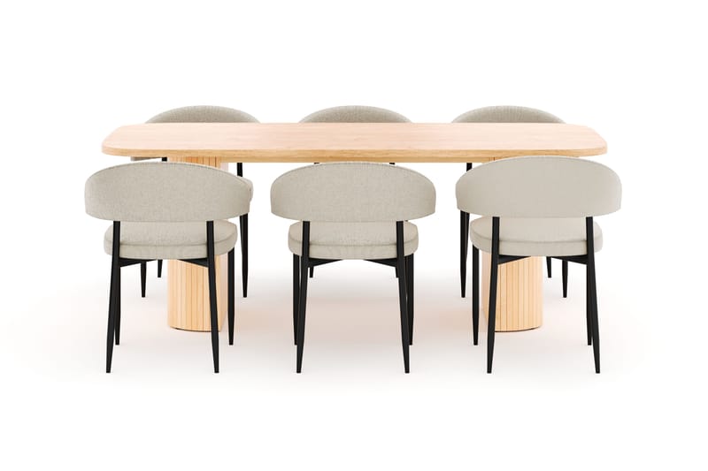 Kopparbo Matbord 200 cm med 6 Sawako Stolar - Natur - Products - Möbler - Bord & matgrupp - Matgrupp