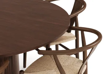 Kopparbo Matgrupp 150 cm Rund med 6 Dastoori Matstolar - Valnöt - Products - Möbler - Bord & matgrupp - Matgrupp