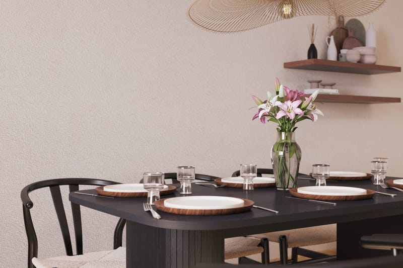 Kopparbo Matgrupp 160 cm med 6 Dastoori Matstol - 2220067-6,2229297-1 - Svart - Products - Möbler - Bord & matgrupp - Matgrupp