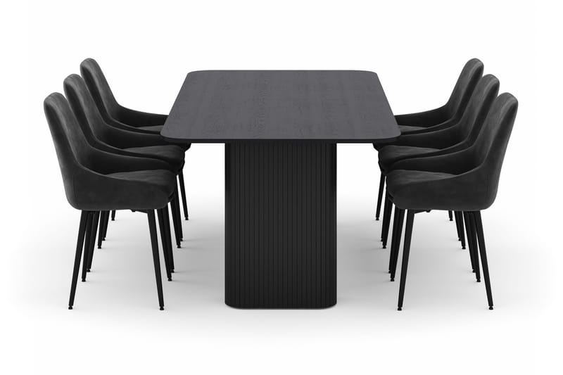 Kopparbo Matgrupp 200-206cm med 6 Alsarp Matstolar - Svart - Products - Möbler - Bord & matgrupp - Matgrupp