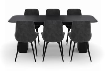 Kopparbo Matgrupp 200-206cm med 6 Alsarp Matstolar - Svart - Products - Möbler - Bord & matgrupp - Matgrupp