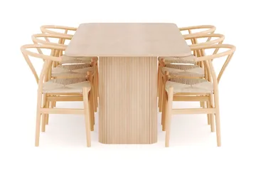 Kopparbo Matgrupp 200-260 cm Förlängningsbart med 6 Dastoori Matstolar - Whitewash - Products - Möbler - Bord & matgrupp - Matgrupp