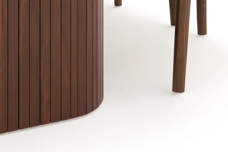 Kopparbo Matgrupp 200 cm med 6 Dastoori Matstol - Brun / Beige / Trä / Ribbad - Products - Möbler - Bord & matgrupp - Matgrupp