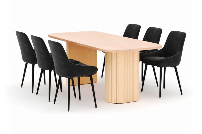 Kopparbo Matgrupp 200x90cm med 6 Alsarp Matstolar, Natural