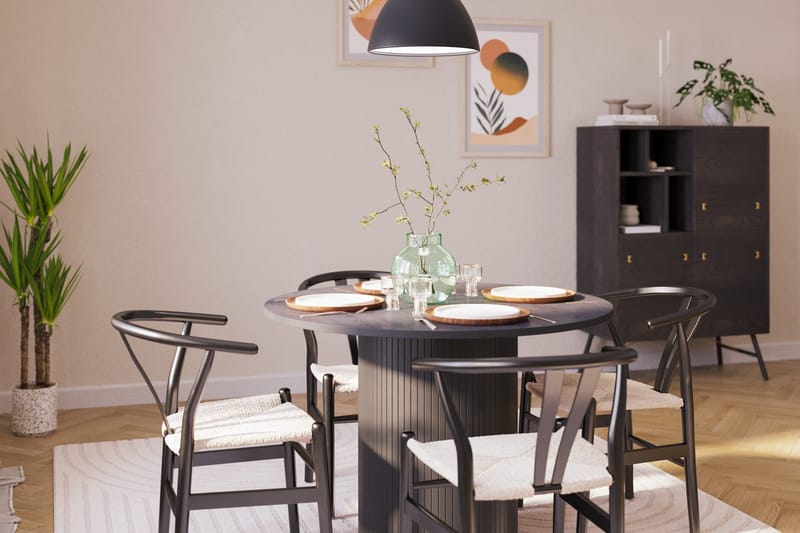 Kopparbo Matgrupp förlängningsbart 106-156 cm Rund med 4 Dastoori Matstol - 2220067-4,2229314-1 - Svart - Products - Möbler - Bord & matgrupp - Matgrupp