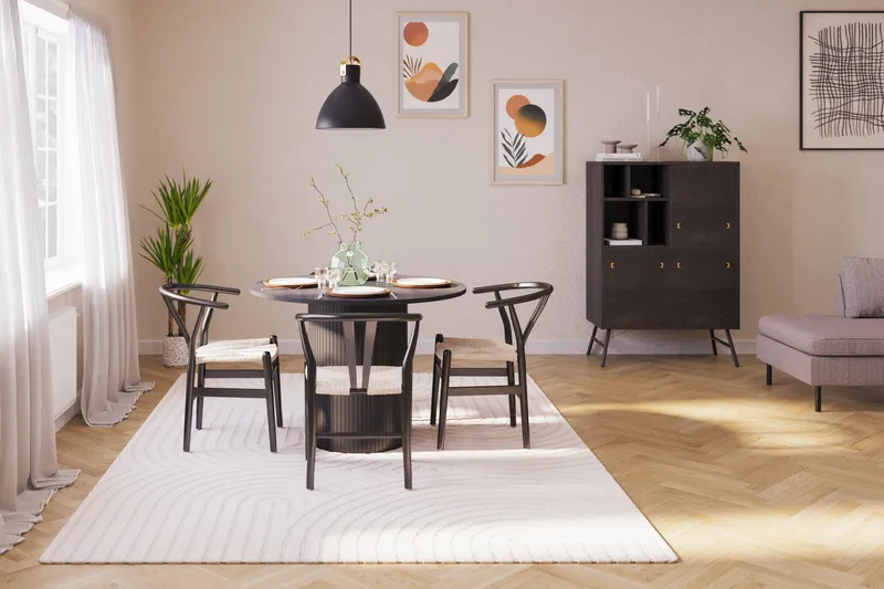 Kopparbo Matgrupp förlängningsbart 106-156 cm Rund med 4 Dastoori Matstol - 2220067-4,2229314-1 - Svart - Products - Möbler - Bord & matgrupp - Matgrupp