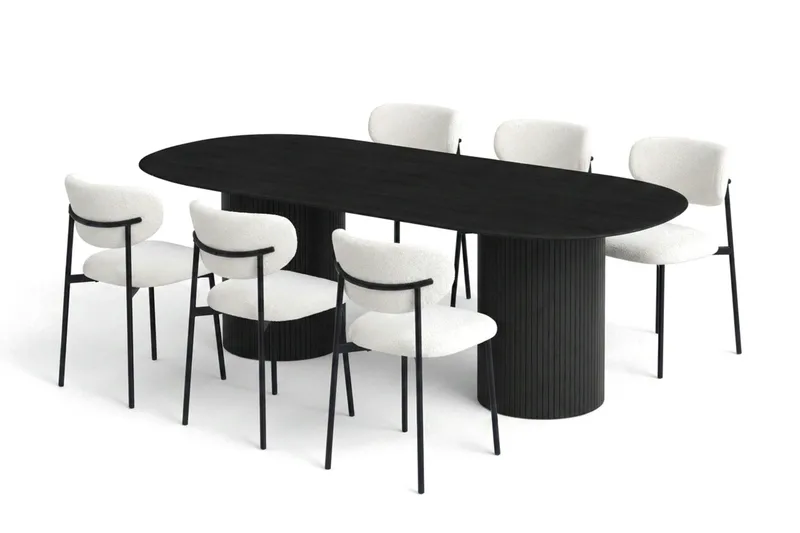 Kopparbo Matgrupp oval 220 cm Svart med 8 Lucy Matstolar, Svart