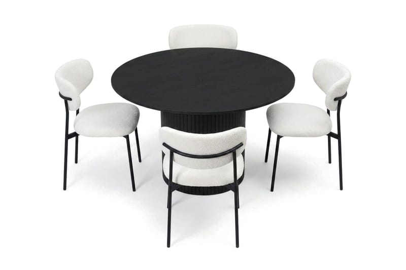 Kopparbo Matgrupp runt 110 cm Svart med 4 Lucy Matstolar - Svart - Products - Möbler - Bord & matgrupp - Matgrupp