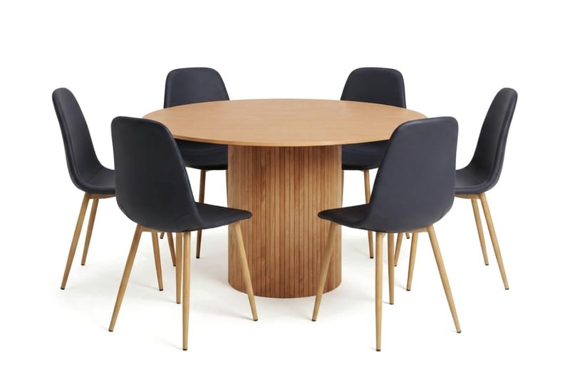 Kopparbo Matgrupp runt 130 cm Ek med 6 Nibe Matstolar - Ek - Products - Möbler - Bord & matgrupp - Matgrupp
