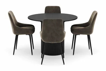 Kopparbo Rund Matgrupp 106-156cm med 4 Alsarp Matstolar - Svart - Products - Möbler - Bord & matgrupp - Matgrupp