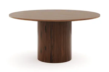 Kopparbo Runt Matbord 150 cm med 6 Nibe Plus Matstolar - Valnöt / Greige Bouclé / Metallben Valnöt - Products - Möbler - Bord & matgrupp - Matgrupp