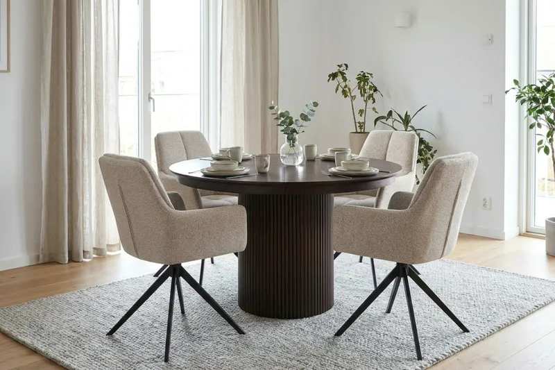 Kopparbo Runt Matbord förlängningsbart 120-220 cm Fanér - Rökt ek - Products - Möbler - Bord & matgrupp - Matbord & köksbord