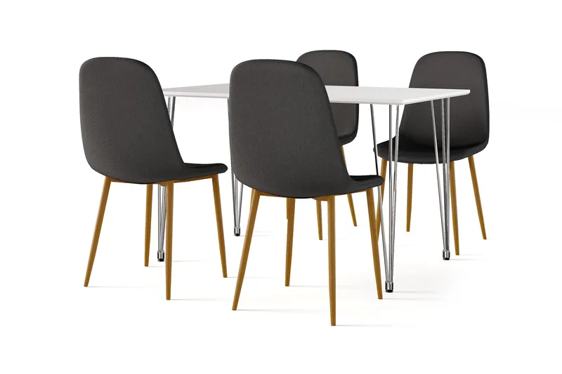 Kronblom Matbord 120 cm +  4 st Nibe stol svart med ek ben - Vit/Svart - Products - Möbler - Bord & matgrupp - Matgrupp