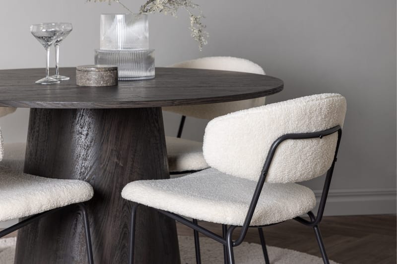 Lanzo Matgrupp 120 cm Rund med 4 Chico Stolar - Mocca - Products - Möbler - Bord & matgrupp - Matgrupp