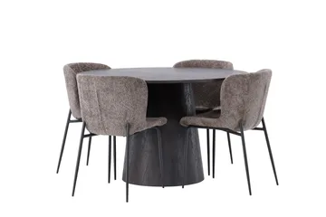 Lanzo Matgrupp 120 cm Rund med 4 Modesto stolar - Svart - Products - Möbler - Bord & matgrupp - Matgrupp