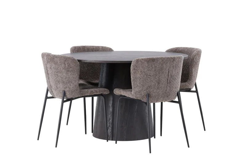 Lanzo Matgrupp 120 cm Rund med 4 Modesto stolar - Svart - Products - Möbler - Bord & matgrupp - Matgrupp