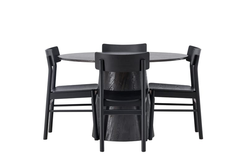 Lanzo Matgrupp 120 cm Rund med 4 Montros stolar - Svart - Products - Möbler - Bord & matgrupp - Matgrupp