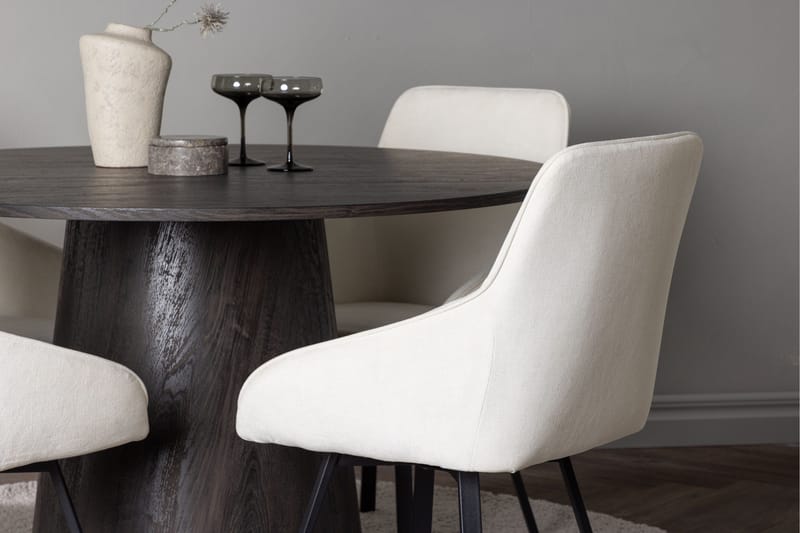 Lanzo Matgrupp 120 cm Rund med 4 Rosie stolar - Beige - Products - Möbler - Bord & matgrupp - Matgrupp