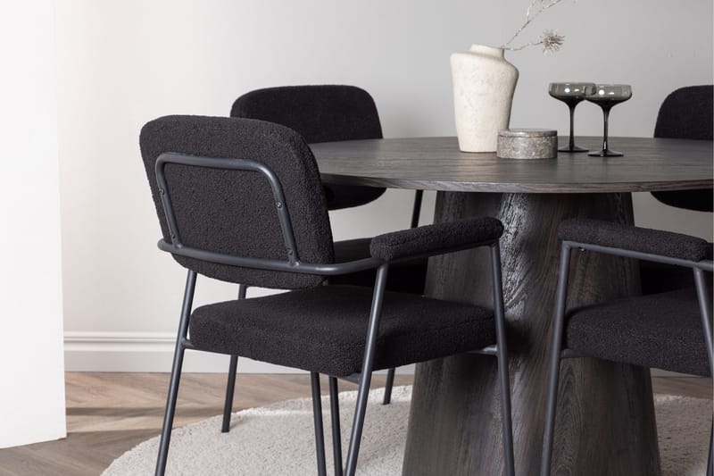 Lanzo Matgrupp 120 cm Rund med 4 Yesterday stolar - Svart - Products - Möbler - Bord & matgrupp - Matgrupp