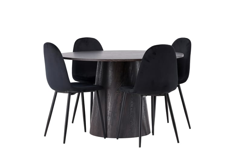 Lanzo Matgrupp 120 cm Rund med 4 Polar stolar - Svart - Products - Möbler - Bord & matgrupp - Matgrupp