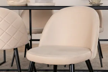 Leif Matgrupp 200 cm Rektangulär med 4 Velvet stolar - Beige - Products - Möbler - Bord & matgrupp - Matgrupp