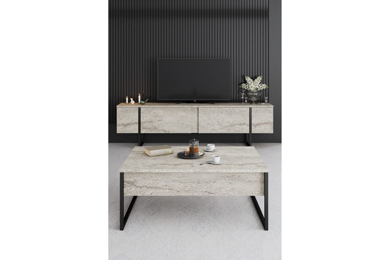 Luxe Soffbord 90 cm - Beige/Svart - Products - Möbler - Bord & matgrupp - Soffbord